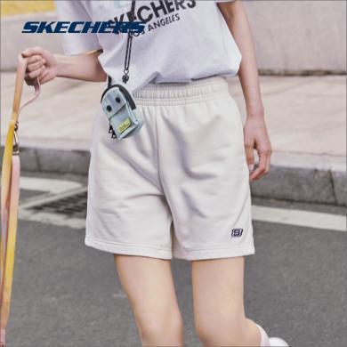 Skechers斯凯奇短裤男女运动短裤夏季新款舒适宽松休闲情侣运动裤子纯色针织短裤SL122W057