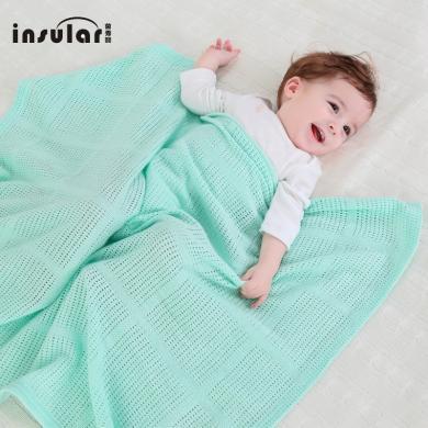 茵秀丽镂空多功能盖毯婴儿裹毯棉纱襁褓巾婴儿环保透气盖被
