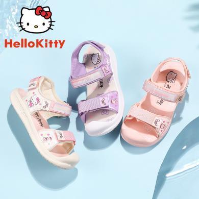 Hellokitty童鞋凯蒂猫女童宝宝机能凉鞋夏季新款包头软底防滑儿童沙滩鞋包邮K2522027
