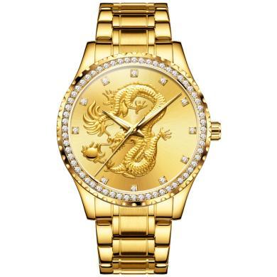 欧利时(OLEVS)瑞士品牌手表男士镶钻石英表防水金龙表精钢表带潮流时尚腕表