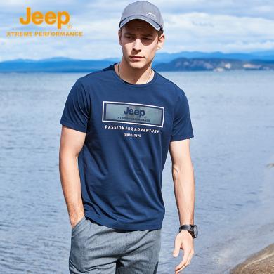 Jeep/吉普男装T恤男圆领纯色户外速干短袖男士吸汗透气运动短袖J822094502