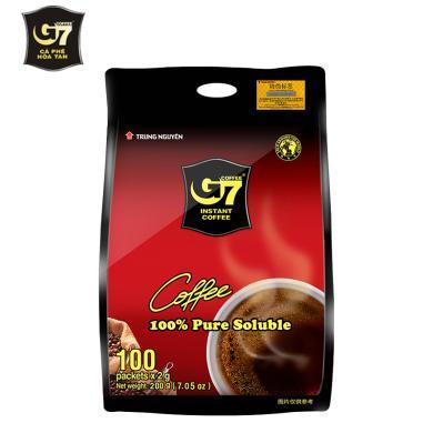 越南原装进口G7黑咖啡美式速溶纯黑咖啡粉健身提神100包袋装200g