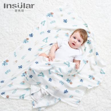 茵秀丽竹纤维婴儿纱布包巾印花儿童浴巾包被盖毯双层新生儿襁褓巾