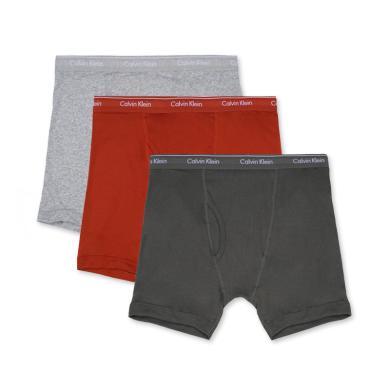 【支持购物卡】Calvin Klein 男士内裤 三条装灰色+红色+深灰色 NP2189O-904-S