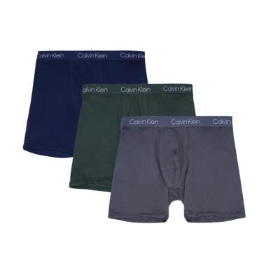 【支持购物卡】Calvin Klein 男士内裤 三条装蓝色+绿色+灰色 NP2291O-901-M