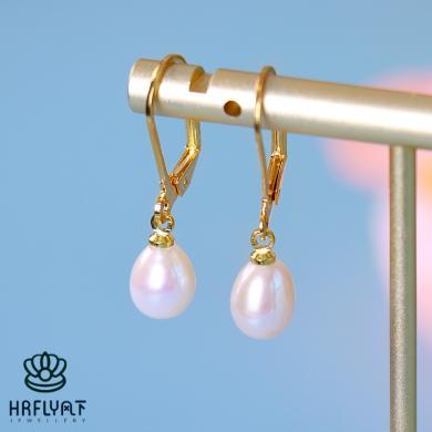 风下Hrfly 精致女人 天然淡水珍珠 时尚法国扣 水滴珠珍珠耳坠 礼盒包装