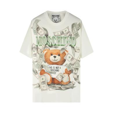 【支持购物卡】MOSCHINO/莫斯奇诺 美金熊T恤  棉质圆领短袖 香港直邮