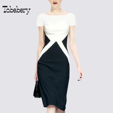 Tobebery欧美高级感包臀知性连衣裙女2022夏季新款修身高腰显瘦气质裙子