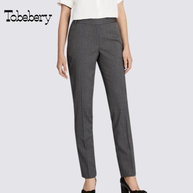 tobebery修身职业女士西裤裤子长裤西装裤2022夏季新款直筒条纹显瘦设计感