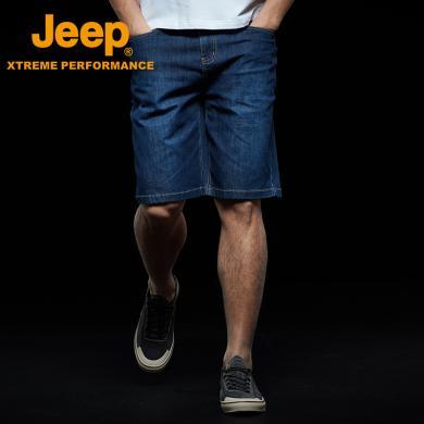 Jeep吉普男裤舒适柔软冰凉透气休闲裤子牛仔裤男式五分裤J122093686