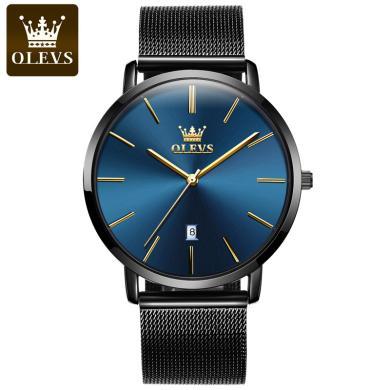 瑞士品牌欧利时(OLEVS)手表男士精钢带防水石英表情侣女士超薄手表时尚腕表