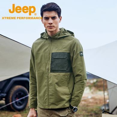 Jeep/吉普户外防水透气运动服男时尚工装机能风外套休闲茄克J212095046