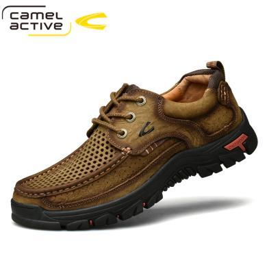 Camel Active/德国骆驼动感男士镂空透气休闲皮鞋大码工装鞋头层牛皮大头鞋子男 D2108159-1
