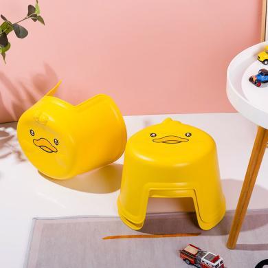 小鹿米利儿童塑料凳加厚可叠加家用矮凳子卡通黄鸭造型宝宝防滑小板凳SL8343
