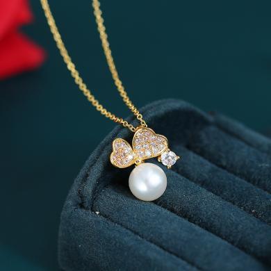 慕梵珠宝  涵香 天然淡水珍珠项链白色珍珠吊坠女小众设计锁骨链