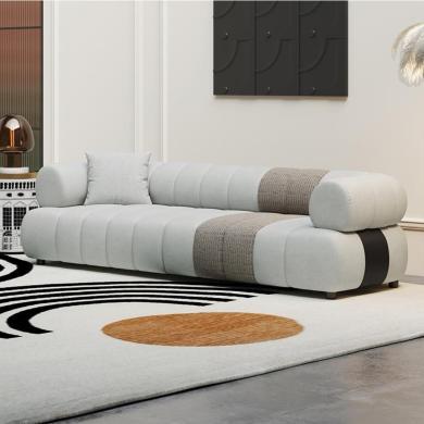 新品极简意式磨砂科技布沙发三人直排大小户型客厅时尚沙发