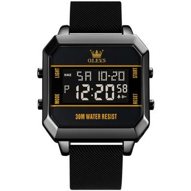 欧利时(OLEVS)瑞士品牌手表新款男电子表潮流简约男士石英表多功能液晶显示防水时尚腕表