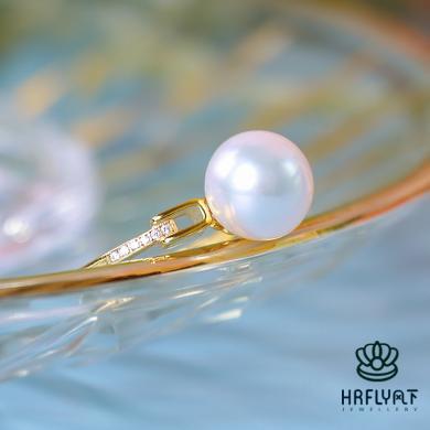 风下Hrfly 简爱 南洋澳白珍珠戒指 10-11mm强光泽白色珍珠指环女 礼盒包装