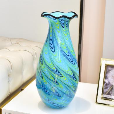墨菲 琉璃花瓶创意简约现代轻奢样板房客厅餐桌插干花玻璃软装饰品摆件