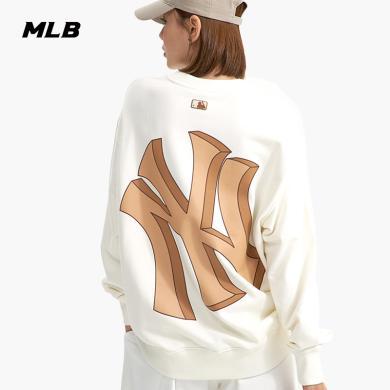 【2-3天发货】MLB男女圆领卫衣秋季新款印花大LOGO休闲套头衫宽松3AMTB0224
