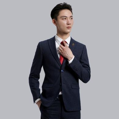 【西服两件套】帝坤新款男式条纹西服套装成熟职业商务修身西装套装 J2DK8862F