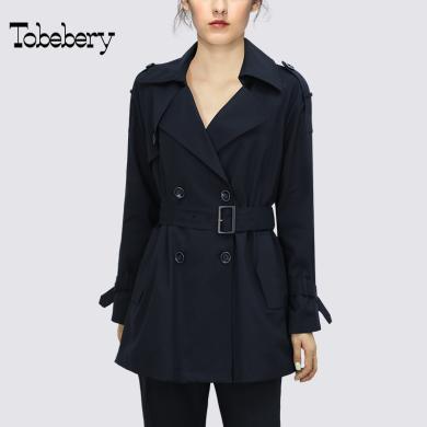 tobebery流行时尚小个子风衣欧美2022秋冬新款女装收腰显瘦修身纯色外套