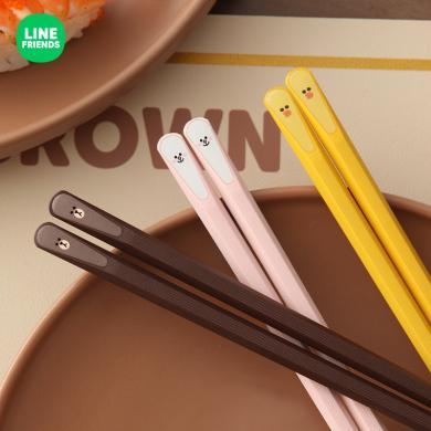 LINEFRIENDS 布朗熊 卡通餐具创意筷子一人一公筷家用防滑耐高温AL670359487132