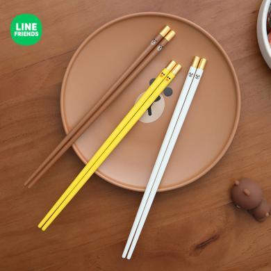 LINE FRIENDS布朗熊 卡通陶瓷筷子家用合金一人一筷防滑可爱实用餐具AL670357119841