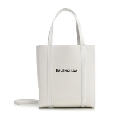 【支持购物卡】Balenciaga/巴黎世家奢侈品女包黑色LOGO印花托特女士简约时尚手提单肩斜挎包送礼礼物 香港直邮