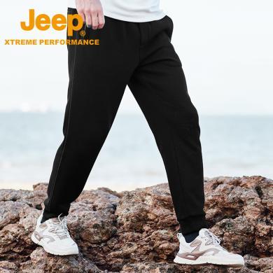 Jeep/吉普运动针织卫裤男宽松毛织肌理收腿裤户外休闲抽绳长裤J232096619