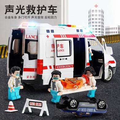 120救护车警车玩具车医生儿童仿真合金超大号汽车模型男孩消防车