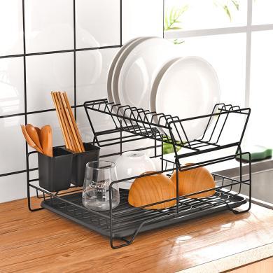 奥纳斯厨房沥水架置物架铁线餐具碗碟架多功能双层收纳架沥水碗碟架台面
