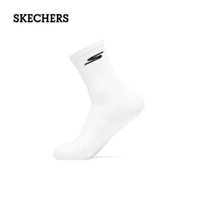 Skechers斯凯奇男女运动袜中性时尚简约吸湿排汗透气中筒袜SP122U015
