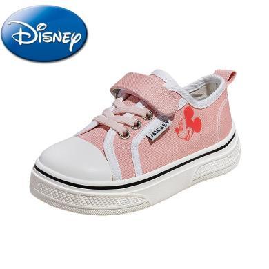 迪士尼童鞋2023春季新款女童帆布鞋魔术贴透气运动鞋男童防滑软底板鞋子