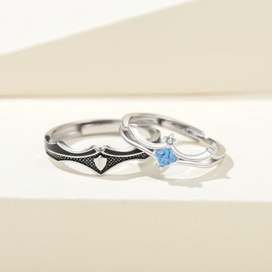 璇玑公主公主与骑士情侣戒指纯银一对原创设计韩版小众对戒纪念礼物