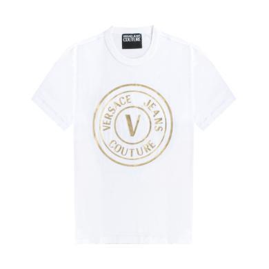 【支持购物卡】VERSACE 范思哲  V-EMBLEM系列金属色LOGO男士短袖T恤 多款可选香港直邮