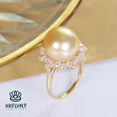 风下Hrfly 18K金南洋金珠戒指 气质优雅款珍珠指环 可搭配大衣毛衣西装 礼盒包装