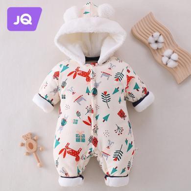 婧麒婴儿衣服超萌连体衣冬季新款加厚保暖哈衣初生宝宝可爱圣诞外出服 Jlt39523