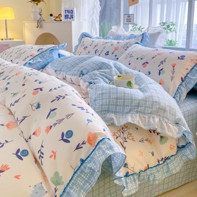 原品の纺韩版磨毛印花小清四件套四季通用单双人家用卧室宿舍床上用品