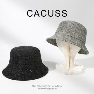CACUSS/卡古斯小香风渔夫帽子女新款时尚显脸小水桶帽韩版大头围盆帽 PM230339