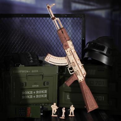 【ROKR若客】AK47自动步枪 diy手工模型送礼物创意玩具男孩生日礼品10岁儿童