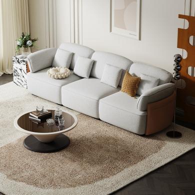 2024新款奶油风沙发意式极简沙发羊毛棉麻混纺沙发布艺高端四人位沙发