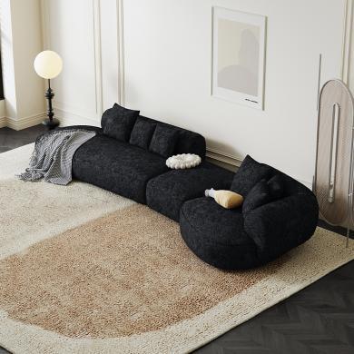 法式奶油风布艺沙发极简弧形现代转角设计师个性沙发大户型组合客厅沙发