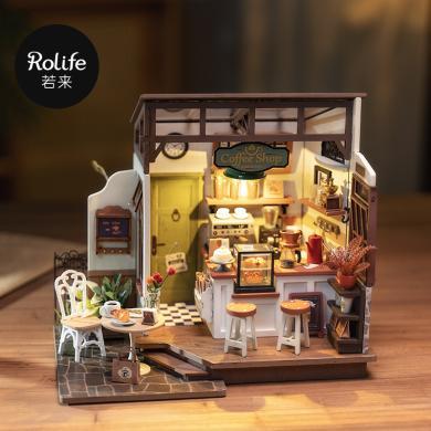 【rolife若来】咖啡店diy小屋手工小房子木质拼装模型别墅积木礼物