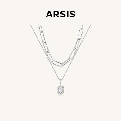 【明星同款】ARSIS纯真年代方框叠链小众设计轻奢气质法式项链女ADZ301J ADZ301Y