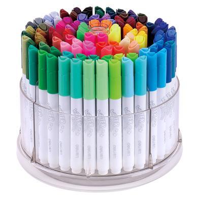 得力可洗水彩笔70661儿童水彩笔套装美术画材绘图勾线涂色笔可水洗升降PP盒(108支/盒)