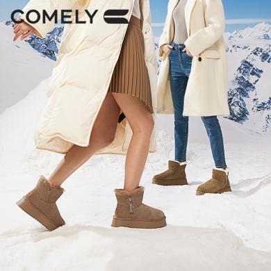 康莉KZL3A896雪地靴女厚底2023年冬季新款加绒加厚保暖面包鞋防滑短靴子