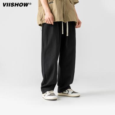 viishow oversize美式休闲裤男直筒运动潮牌裤子高级感痞帅设计感 KC2148231