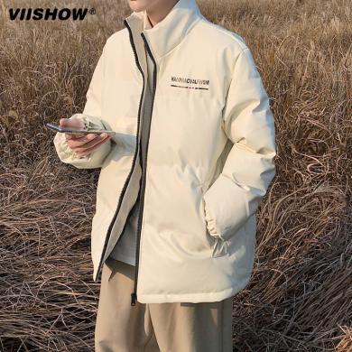 VIISHOW棉衣男士冬季新款潮牌面包服加厚立领棉袄子pu皮外套 MC2102234