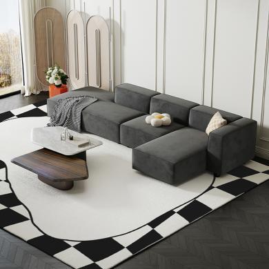 新款意式极简豆腐块沙发落地客厅三人位大小户型转角组合布艺沙发